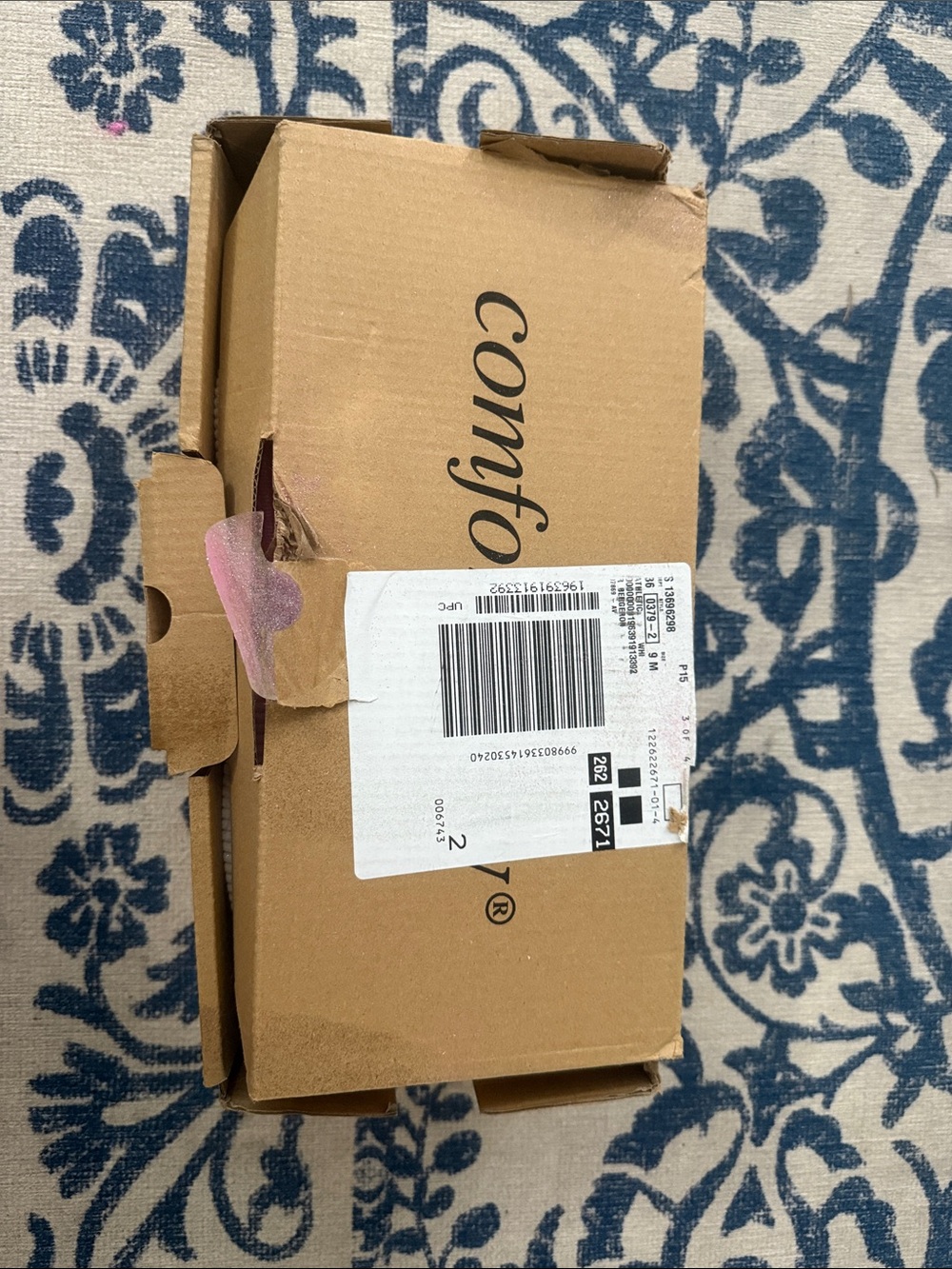 comfortview Brown Cardboard Storage Box with Pink Accent